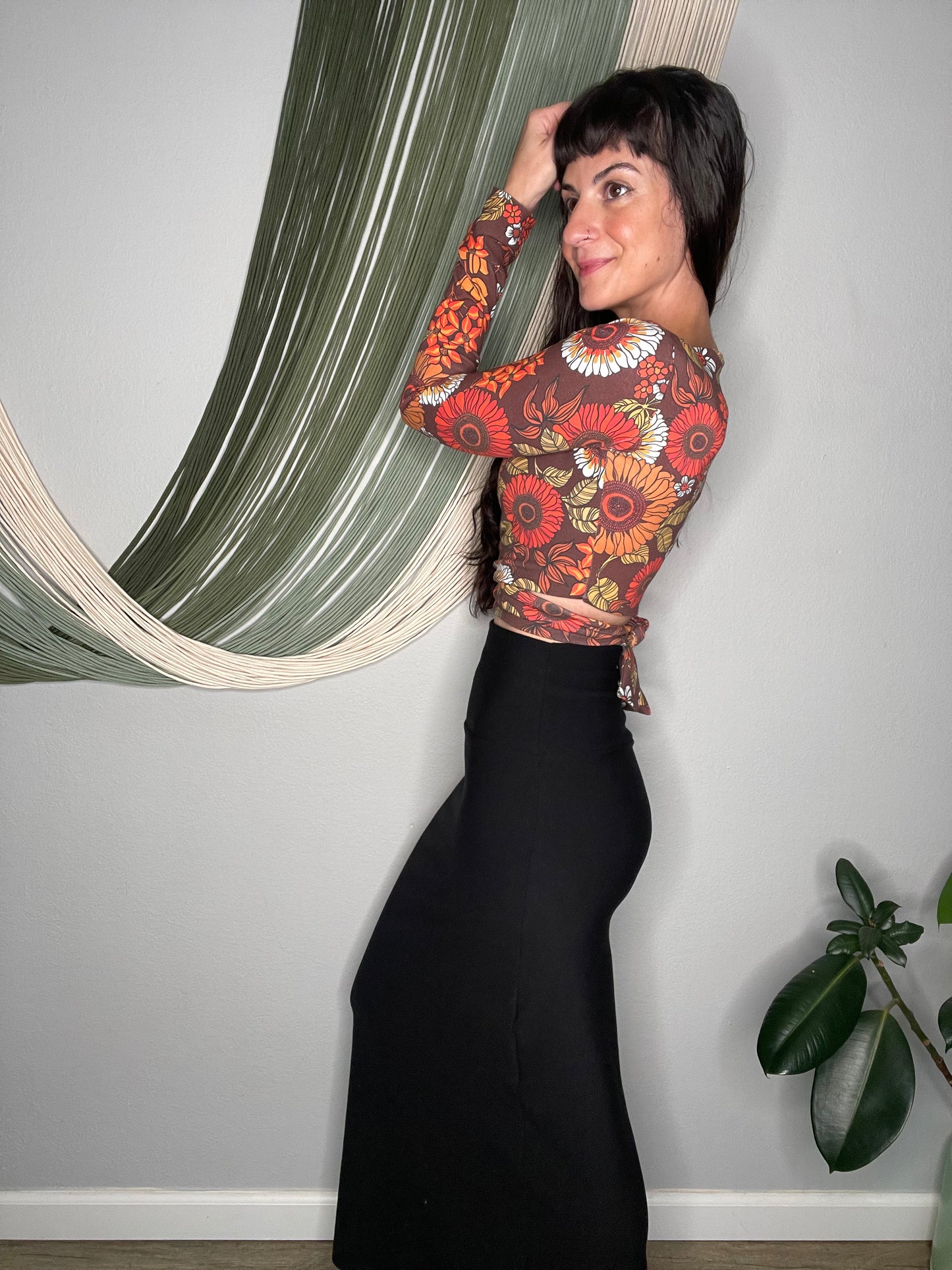Ecofriendly High-waisted Fleece Maxi Skirt