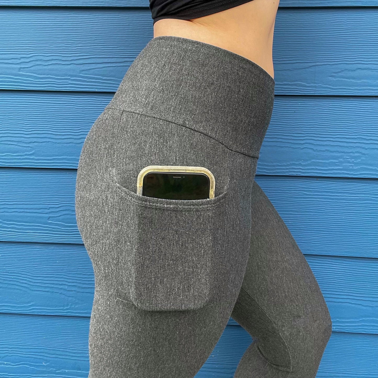 EcoFriendly High-waisted Stretchy Fleece Bamboo Leggings - With Pockets