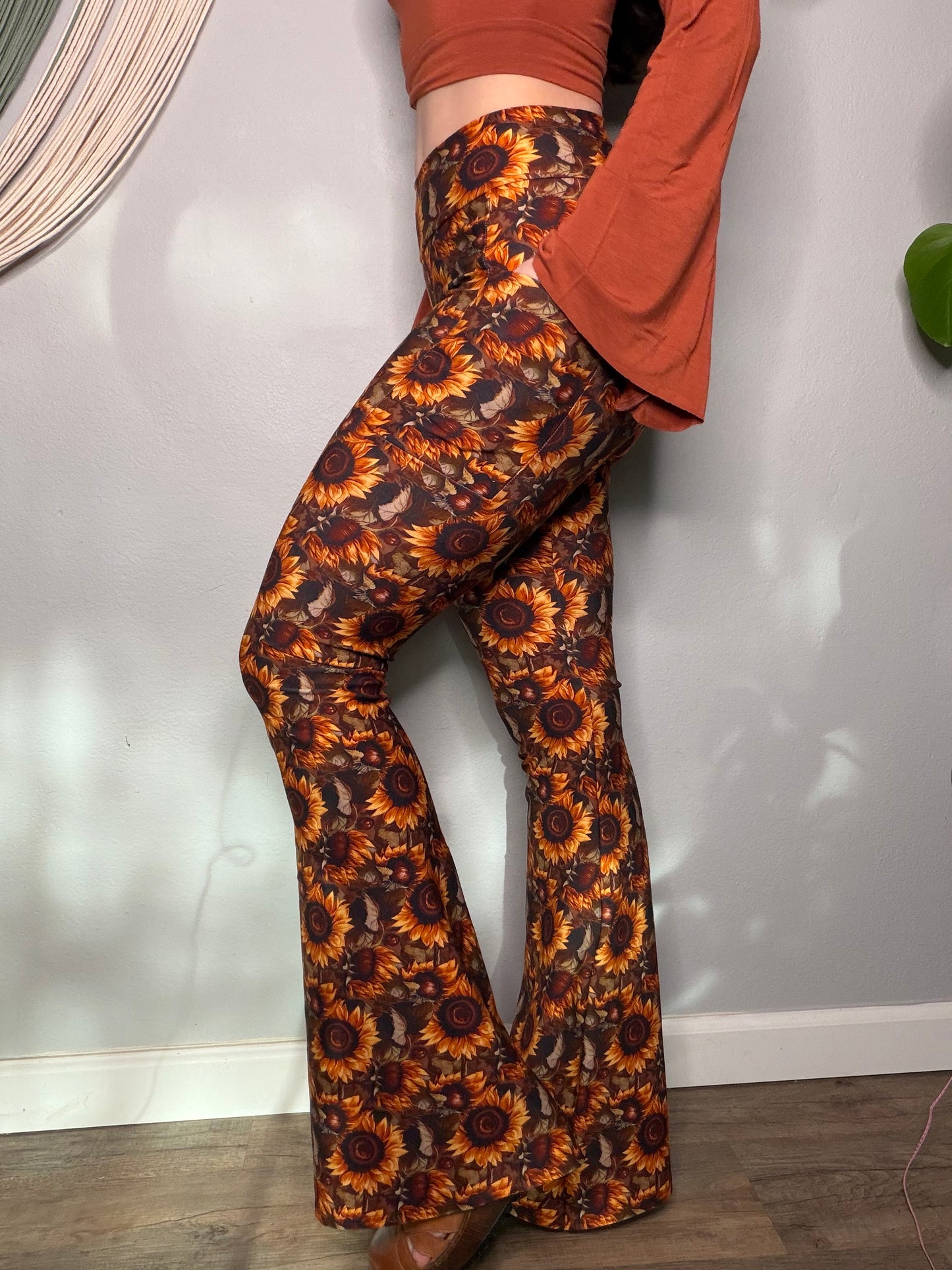 Handmade Ecofriendly Bamboo French Terry Flares With Print + Pockets