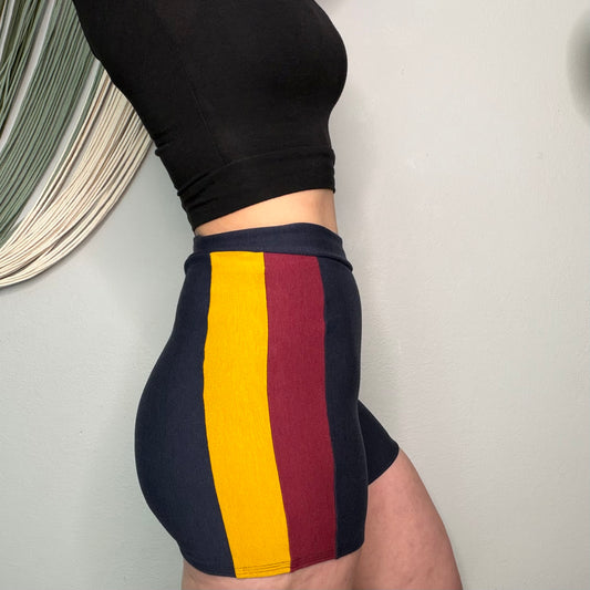 Handmade EcoFriendly Lemon & Maroon Striped Navy Bamboo Shorts