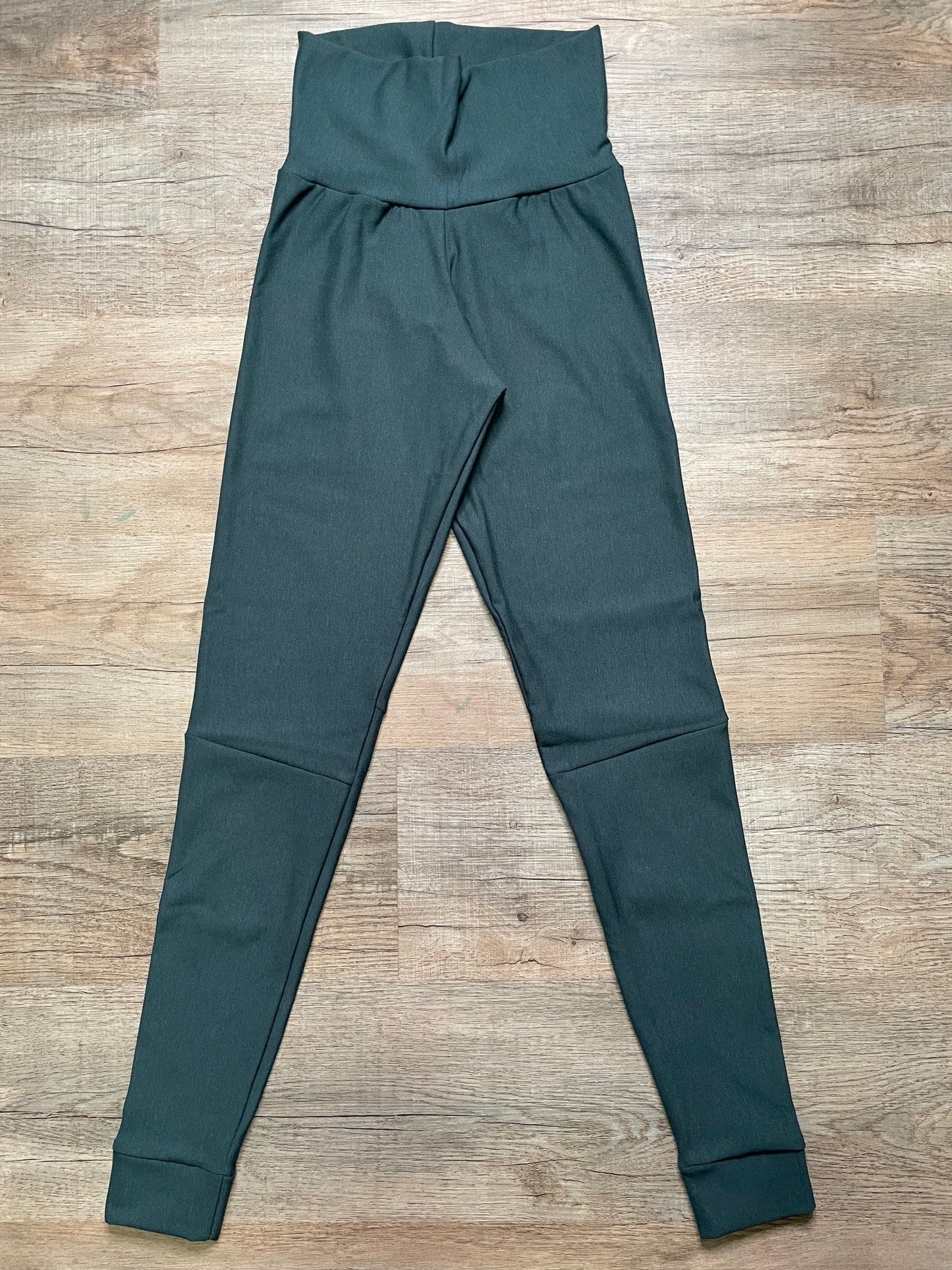 Handmade Dark Emerald Bamboo Fleece Leggings - Small