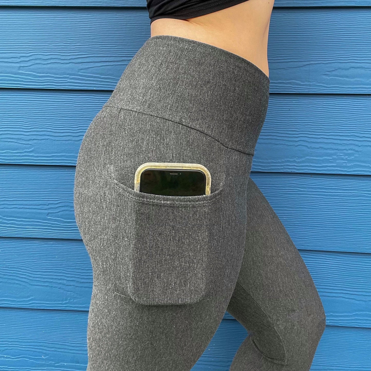 Handmade Ecofriendly High-Waisted Stretchy Fleece Bamboo Leggings with Pockets