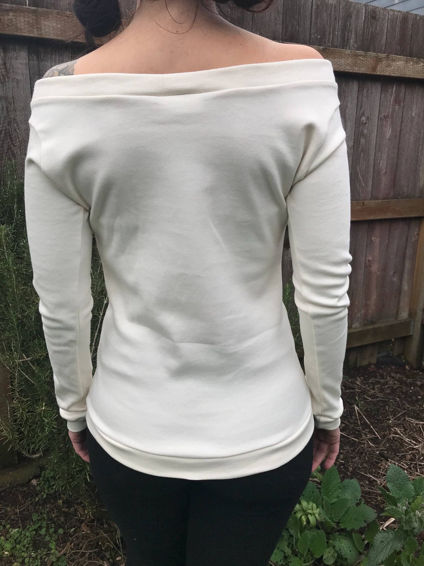 Organic Off-Shoulder Long Sleeved Shirt