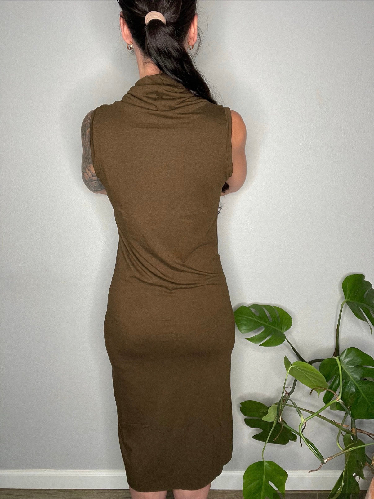 Ready To Ship Midcalf Cowl-Neck Sleeveless Dress