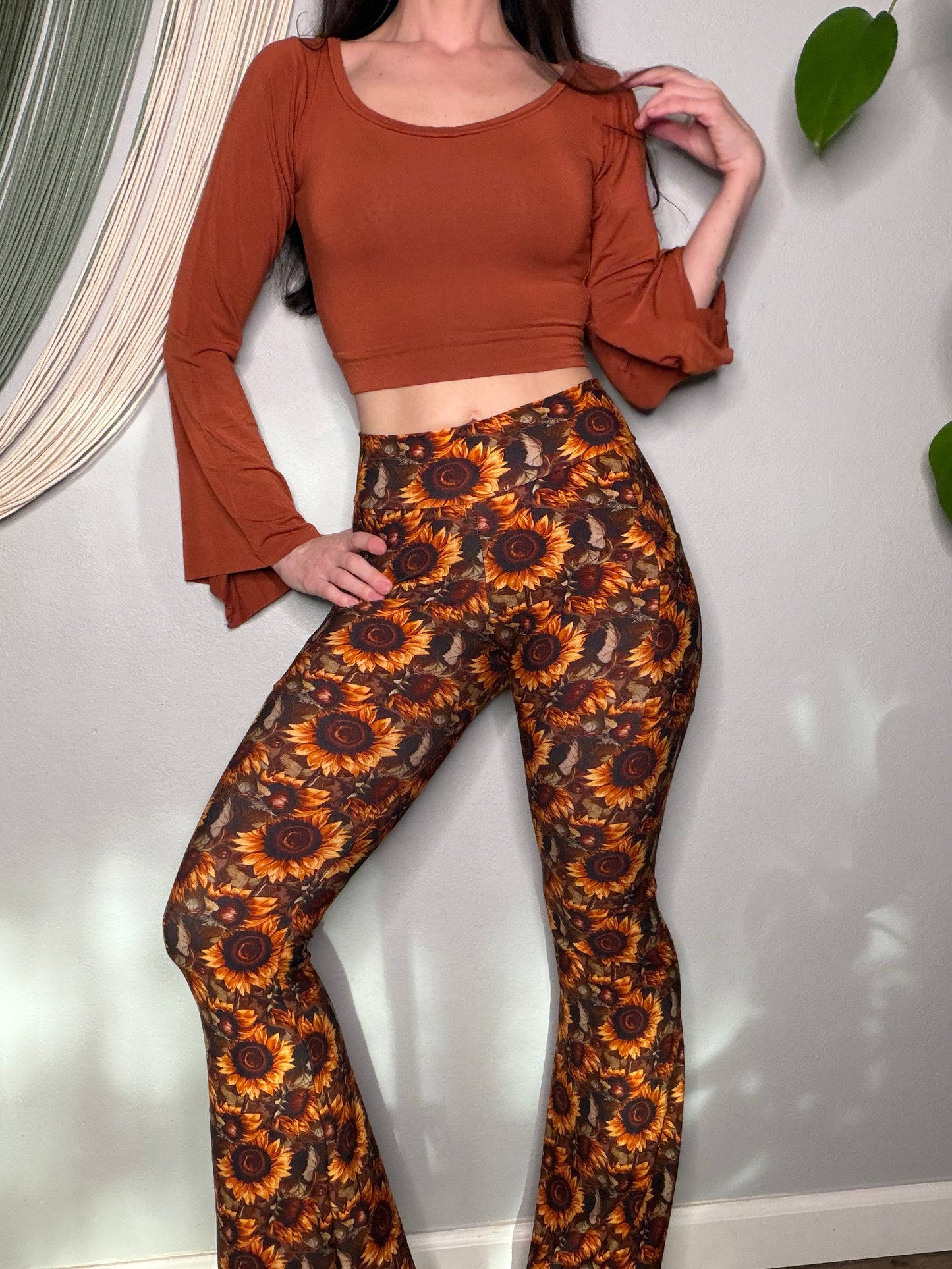 Handmade Ecofriendly Bamboo French Terry Flares With Print + Pockets