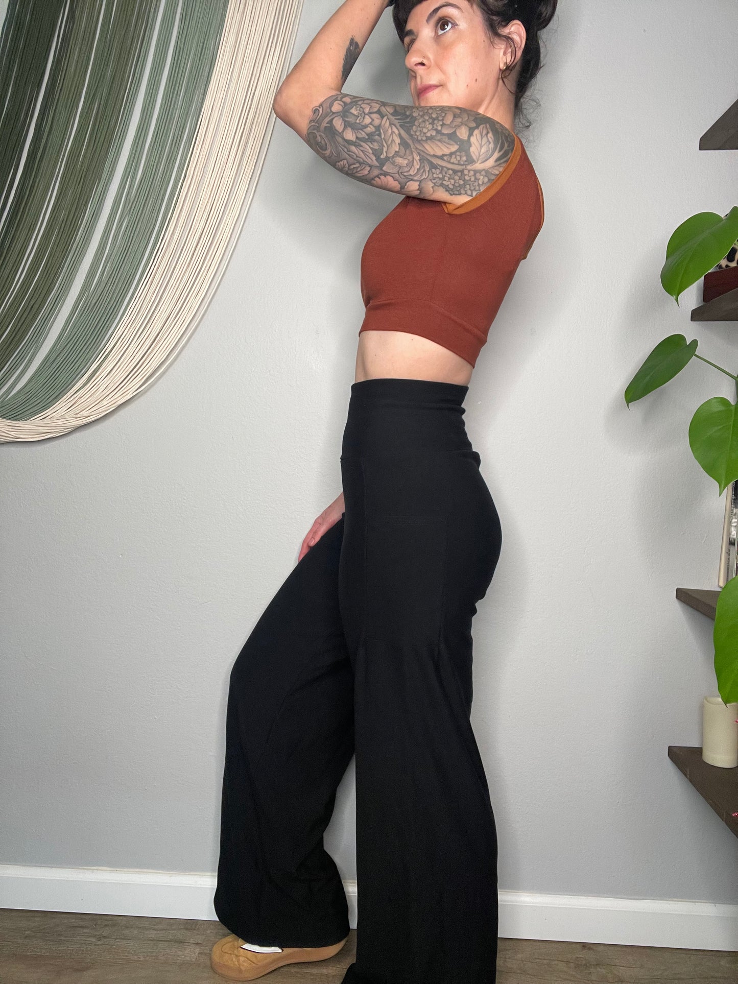 Ecofriendly Wide-Leg Bamboo French Terry Pants With Pockets