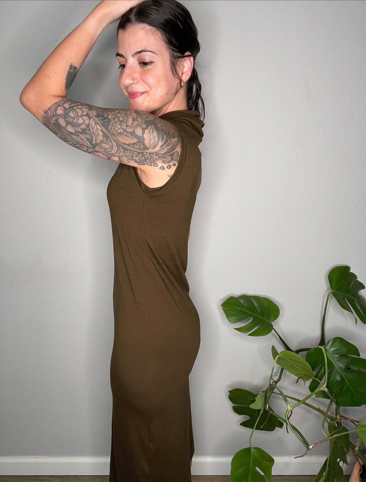 Ready To Ship Midcalf Cowl-Neck Sleeveless Dress