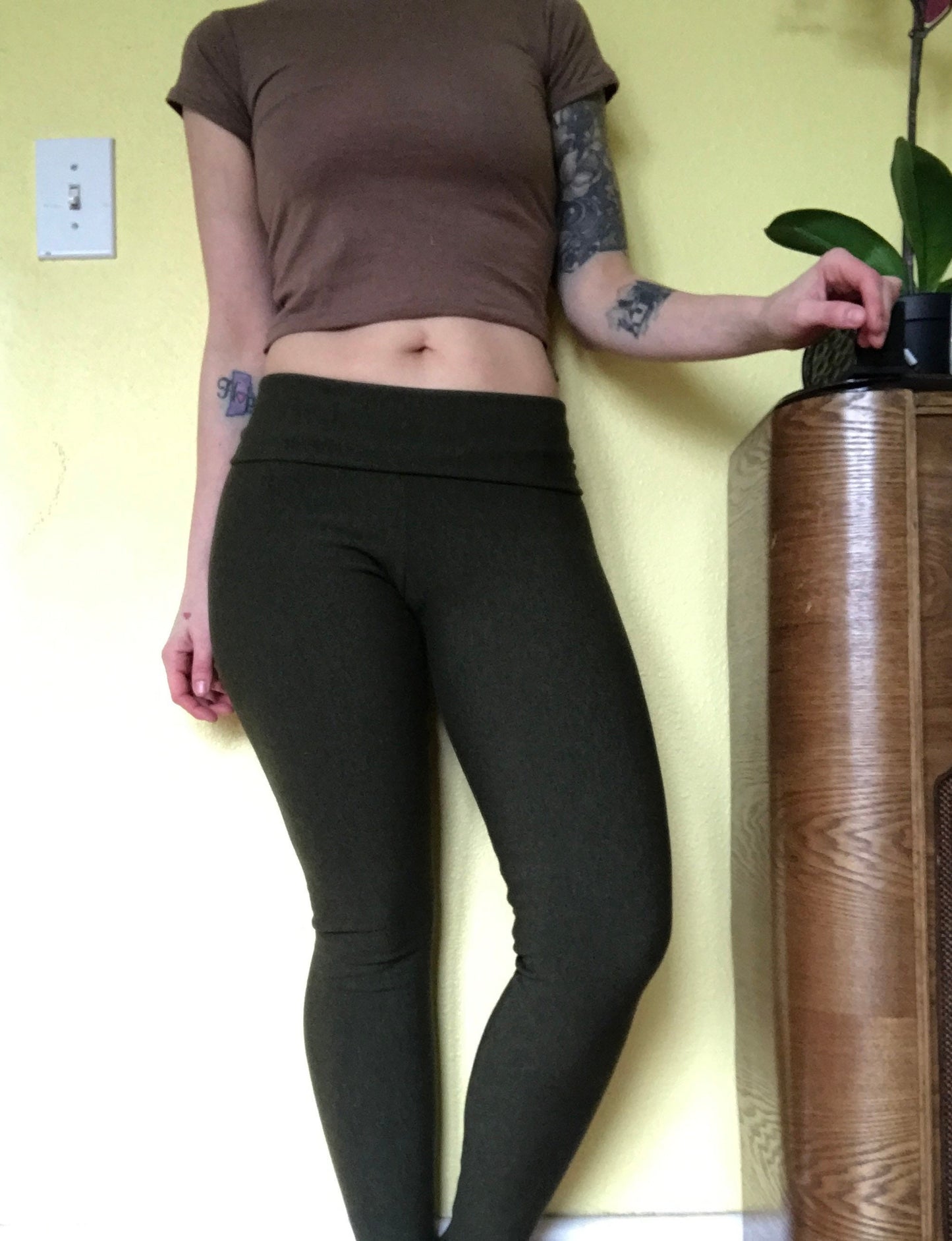 Ecofriendly High-Waisted Stretchy French Terry Bamboo Leggings with Pockets!