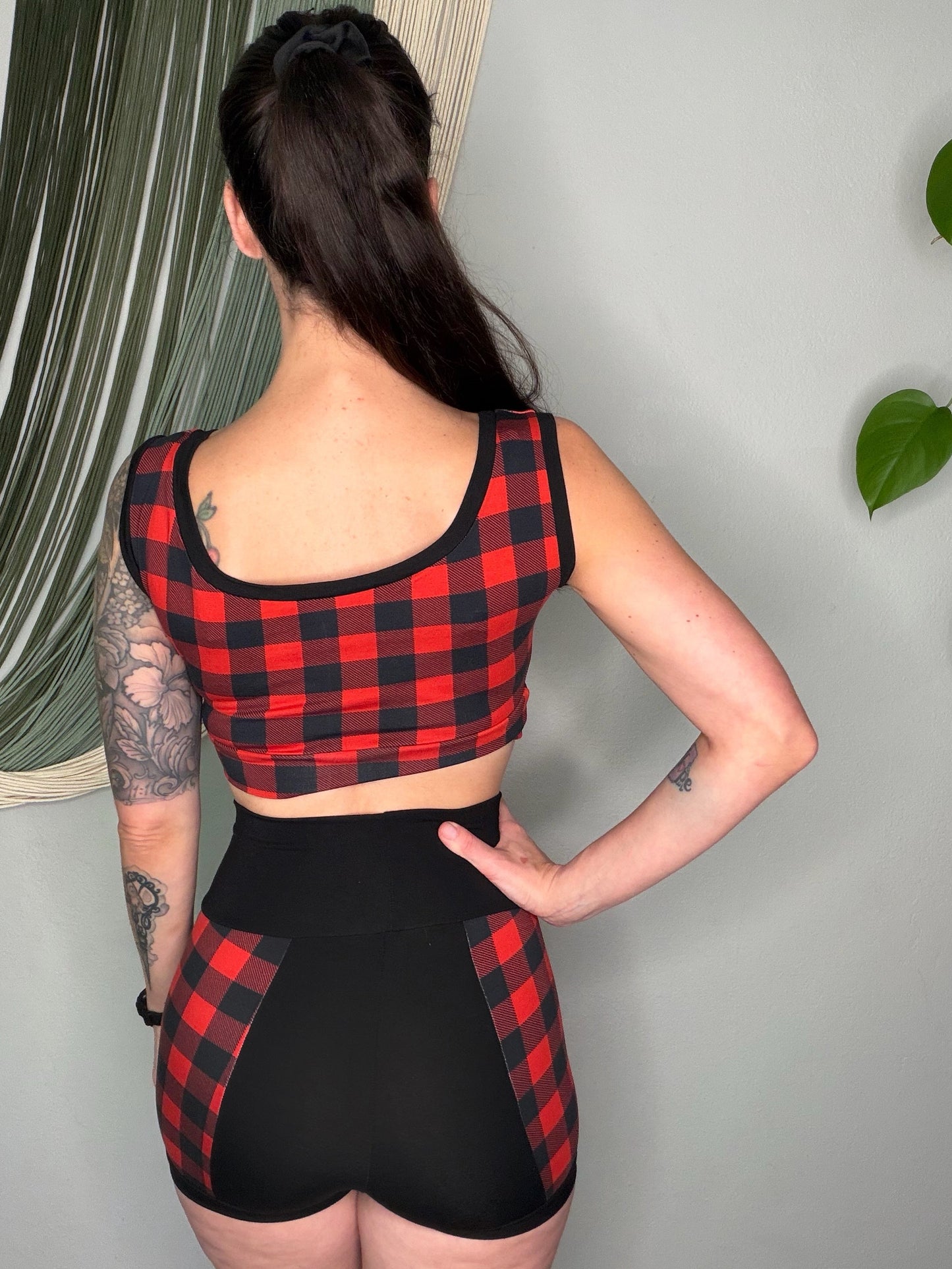 Plaid Crop Tank & Shorts - Small