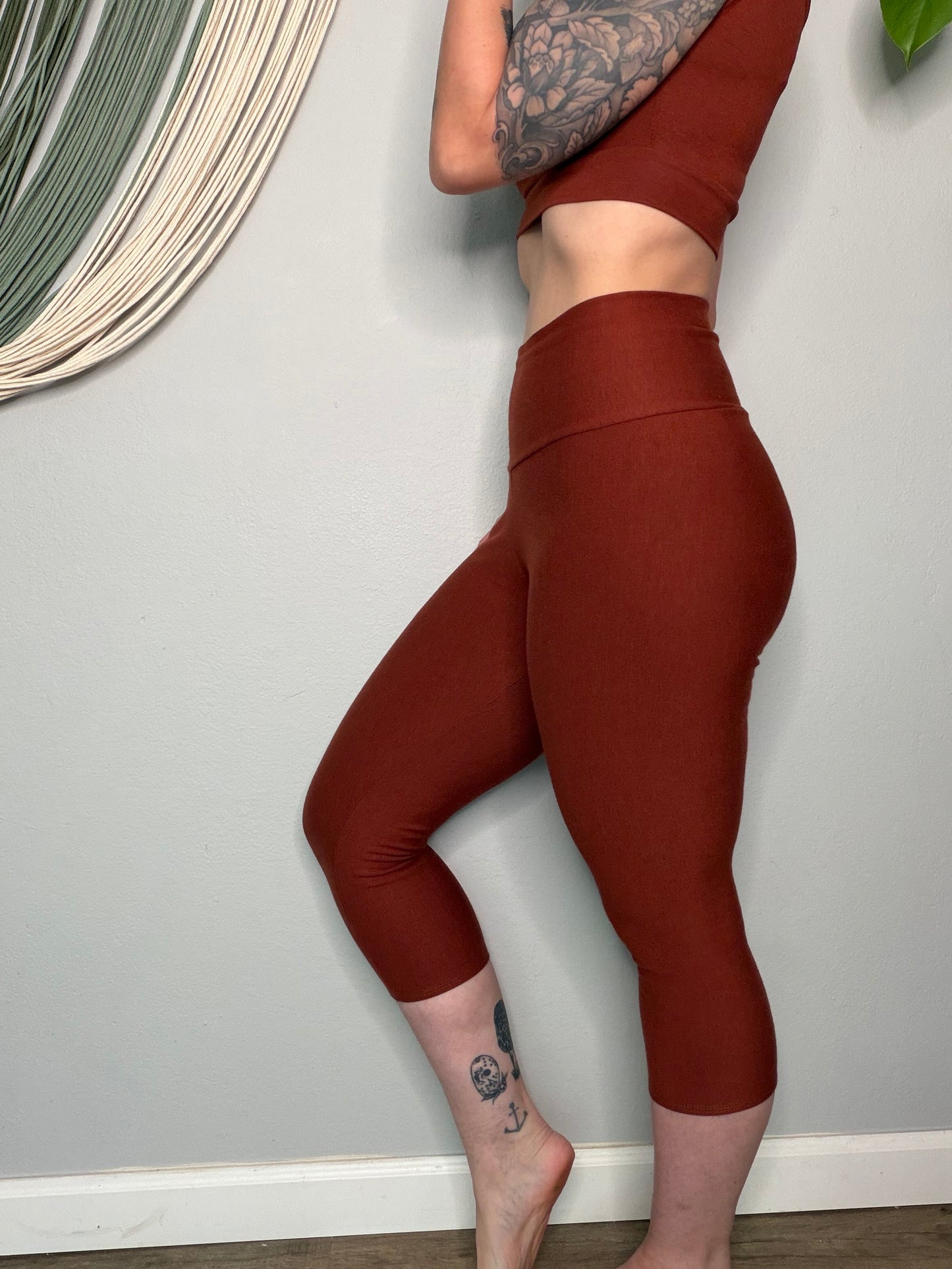 EcoFriendly High-Waisted Bamboo French Terry Capris