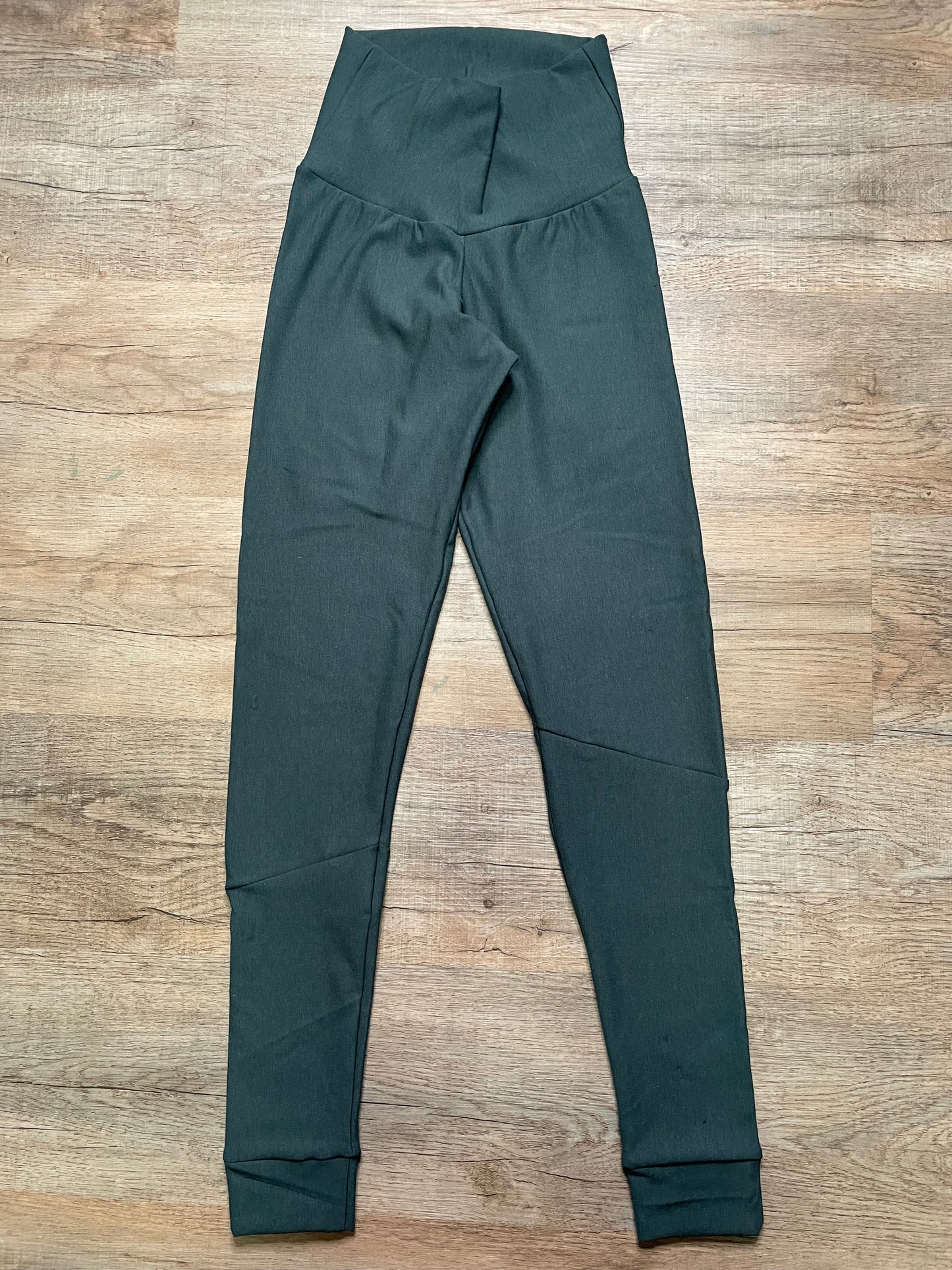 Handmade Dark Emerald Bamboo Fleece Leggings - Medium