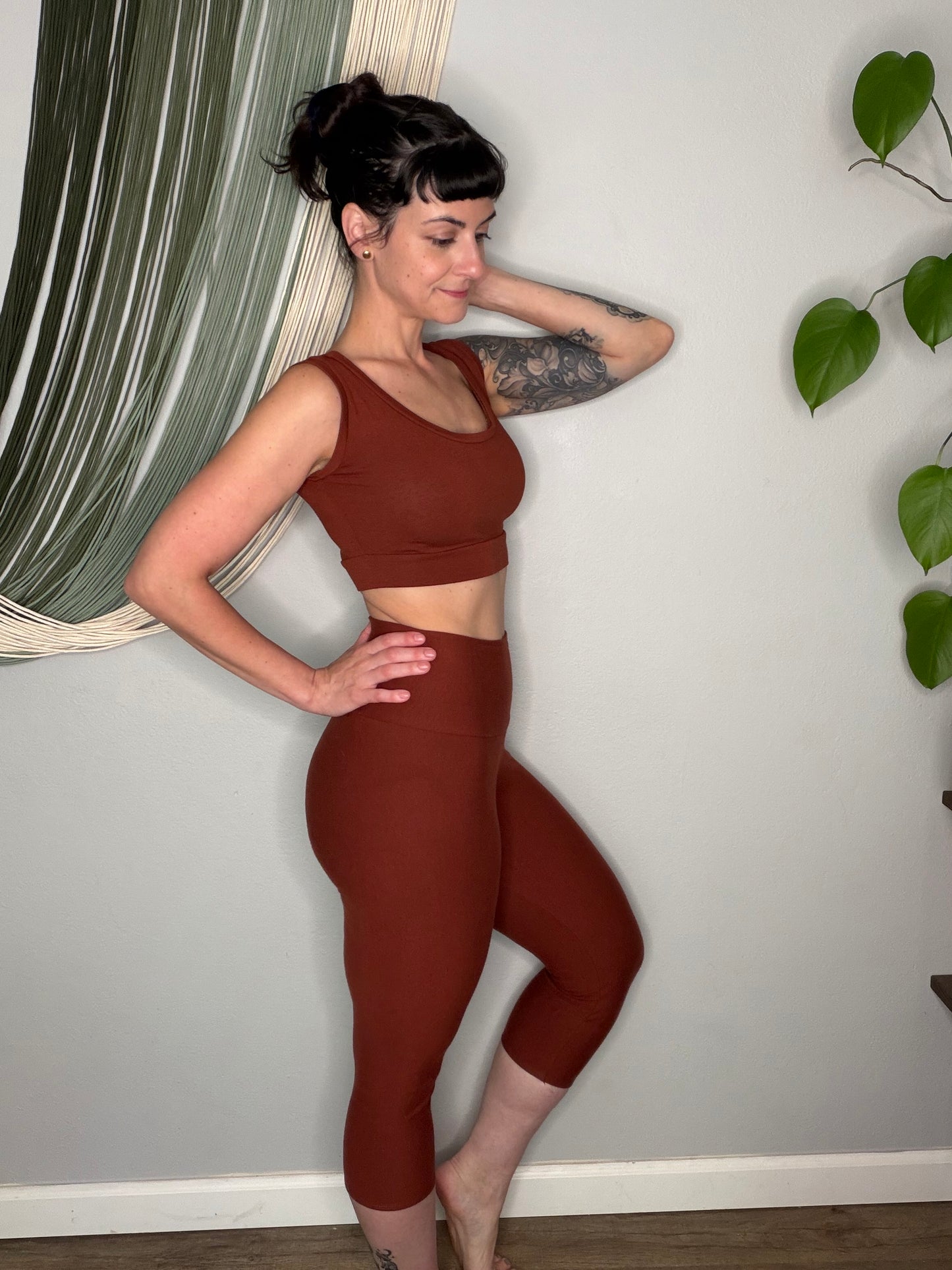 EcoFriendly High-Waisted Bamboo French Terry Capris