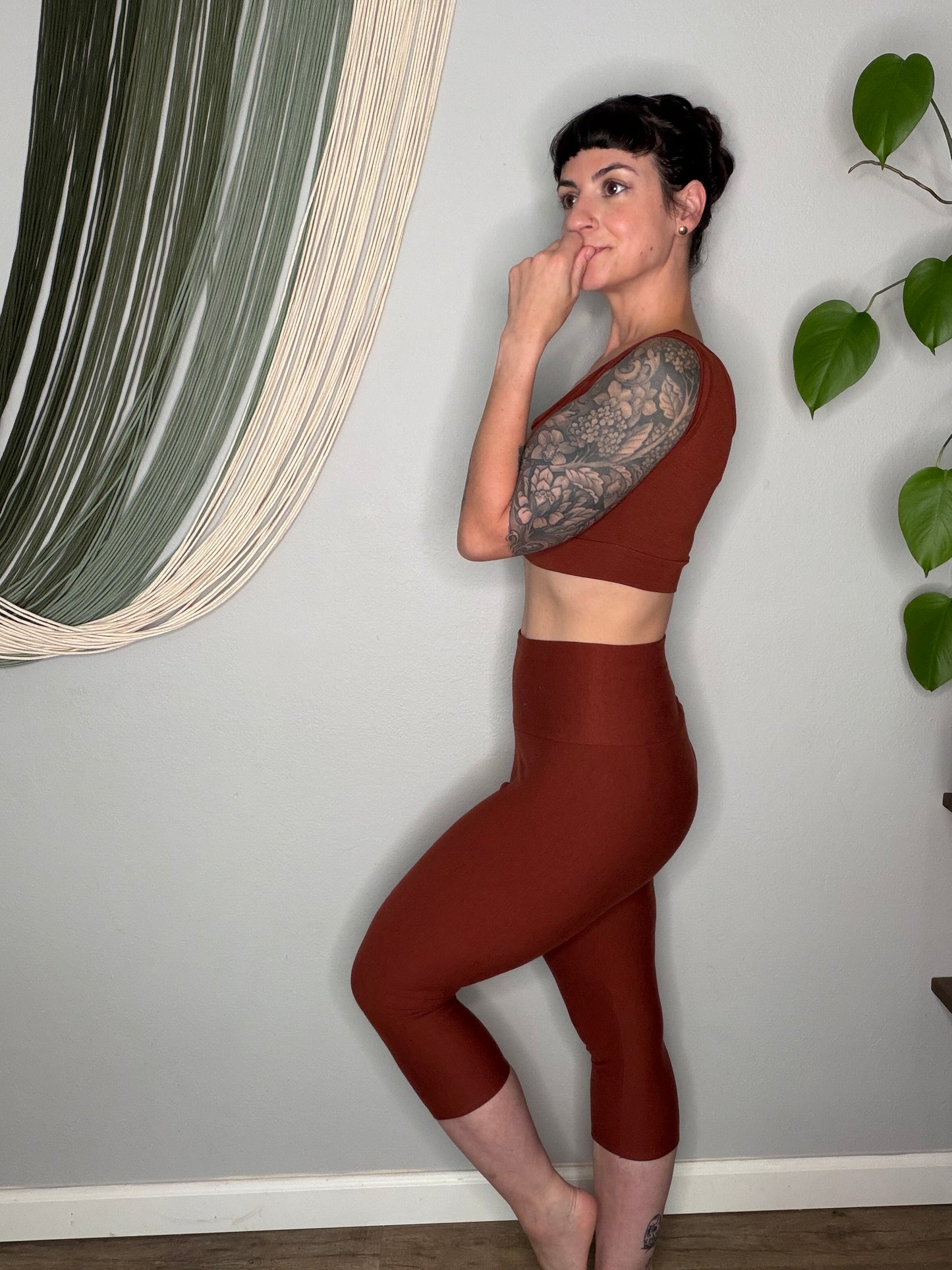 EcoFriendly High-Waisted Bamboo French Terry Capris