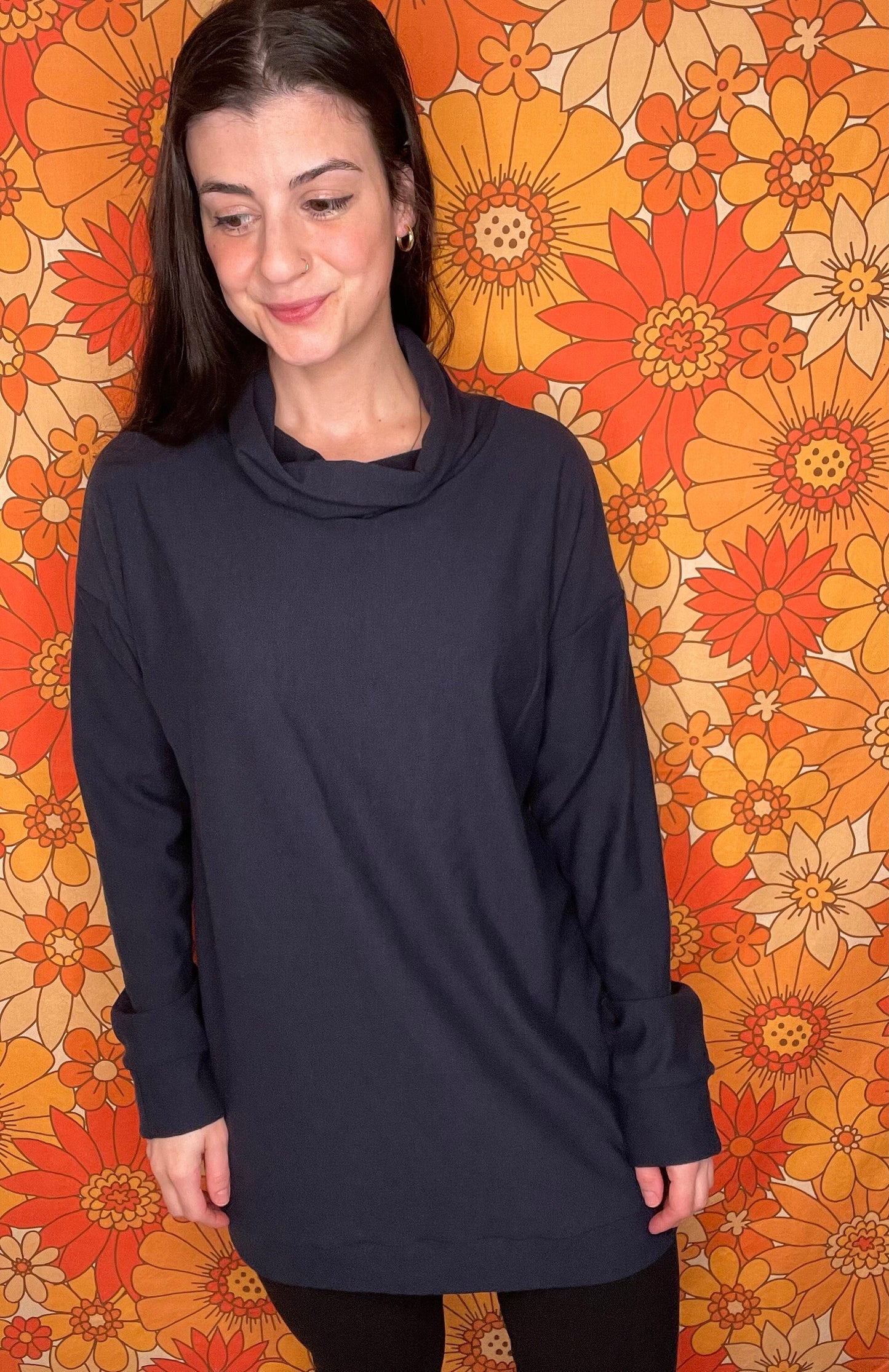 Eco Friendly Oversized Bamboo Fleece Cowl Neck Tunic