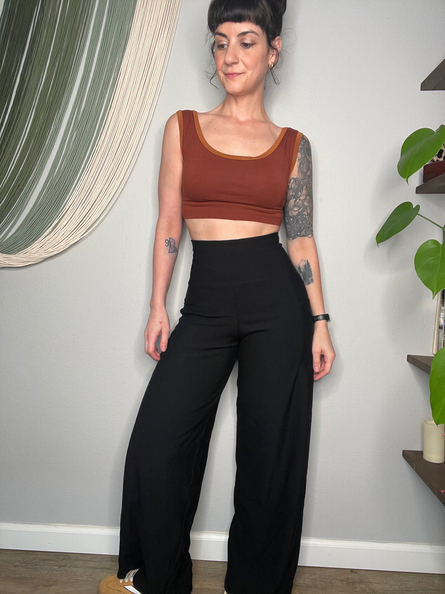 Ecofriendly Wide-Leg Bamboo French Terry Pants With Pockets