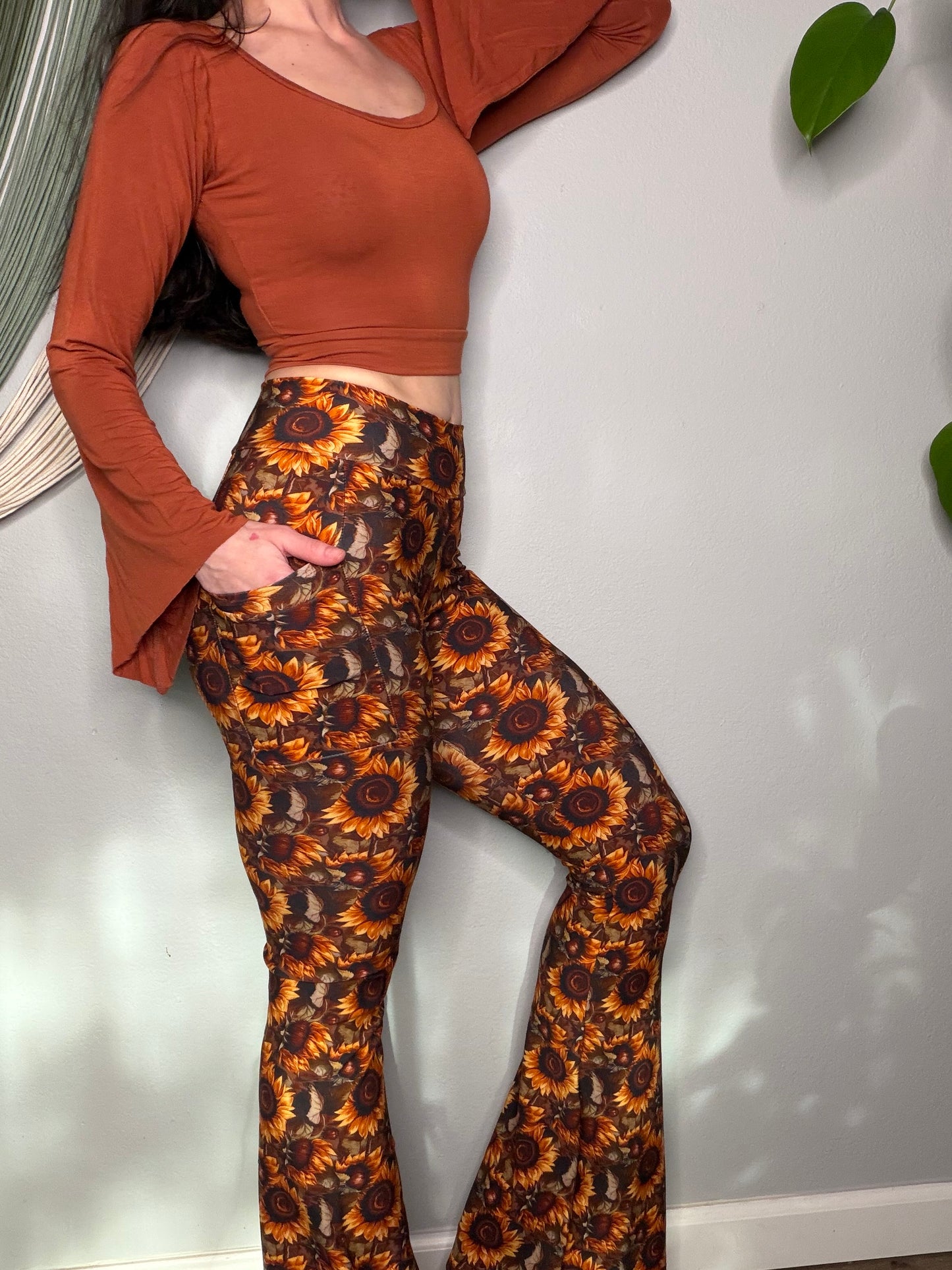 Handmade Ecofriendly Bamboo French Terry Flares With Print + Pockets