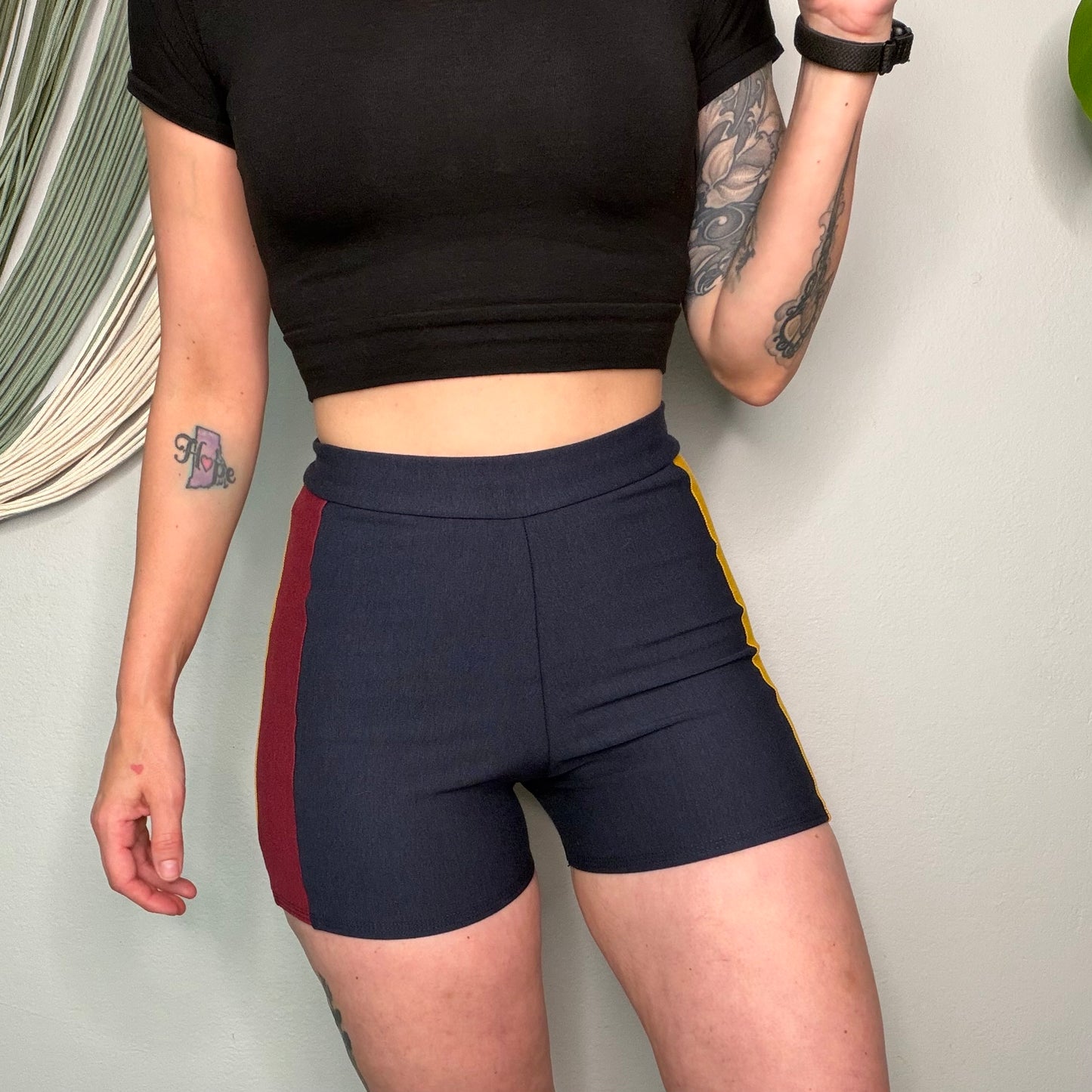 Handmade EcoFriendly Lemon & Maroon Striped Navy Bamboo Shorts