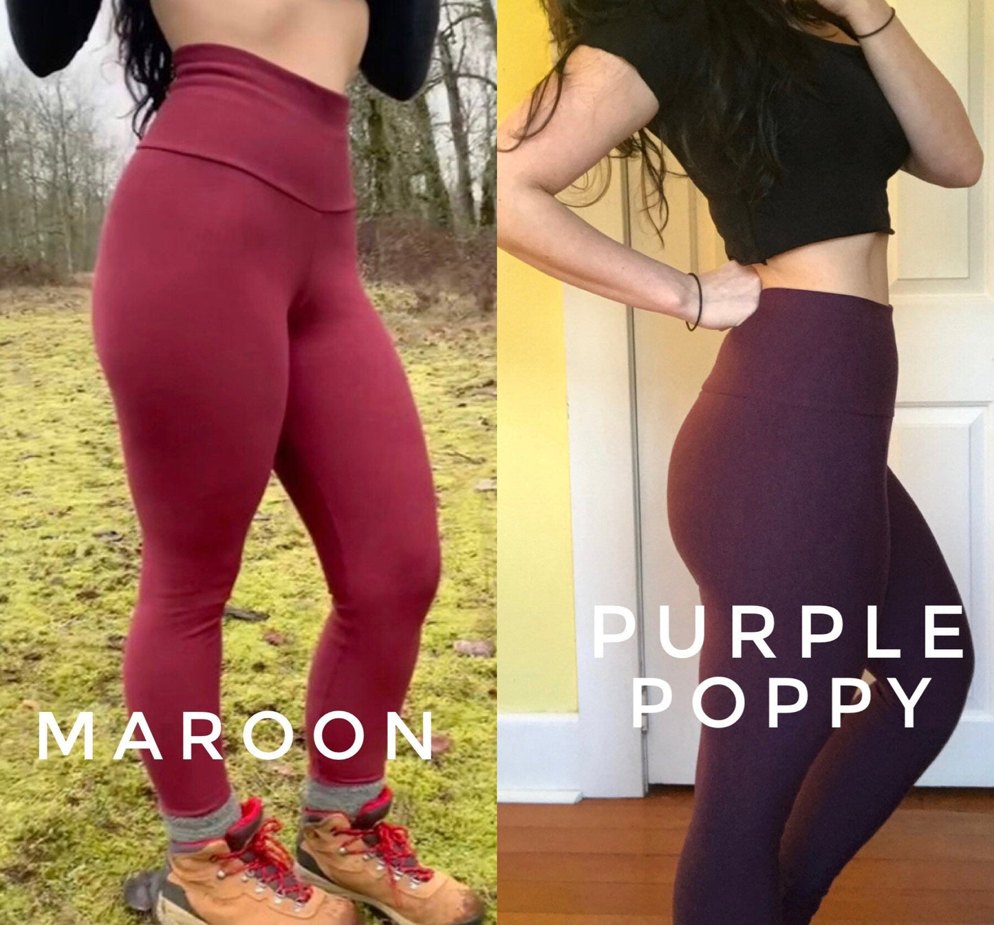 Handmade Ecofriendly High-Waisted Stretchy Fleece Bamboo Leggings with Pockets