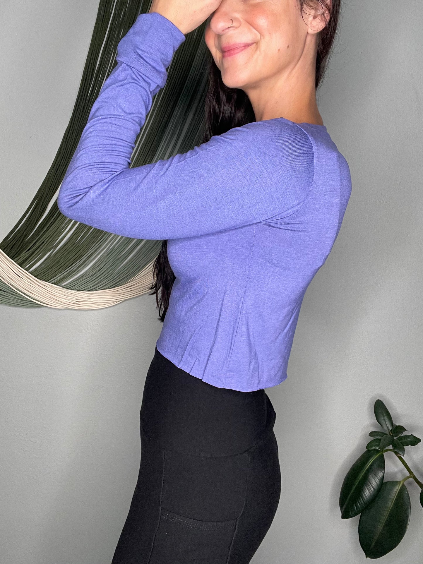 Handmade EcoFriendly Bamboo Long-Sleeve Crop Top Tee