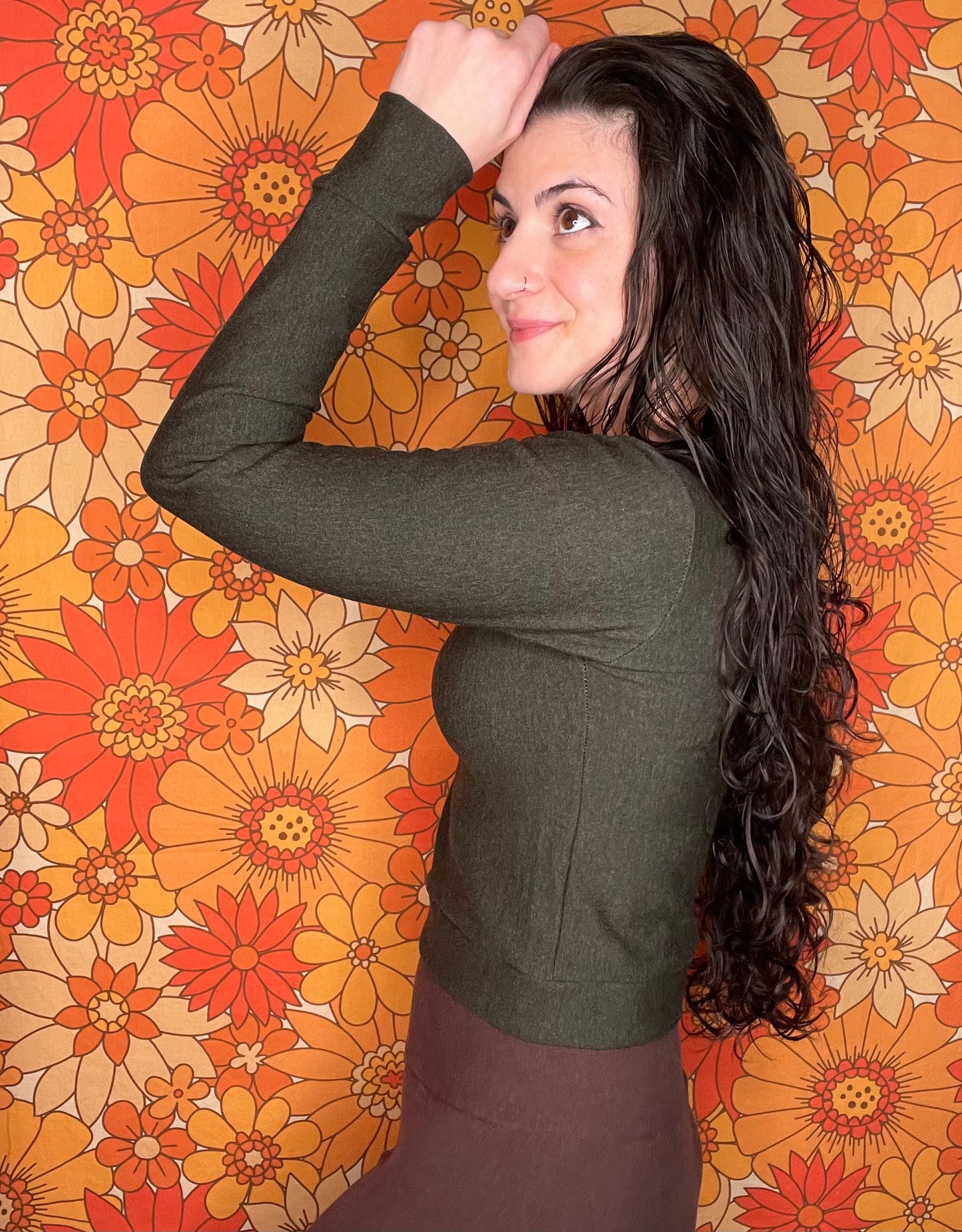 Forest Green Fleece Crop Top - Small