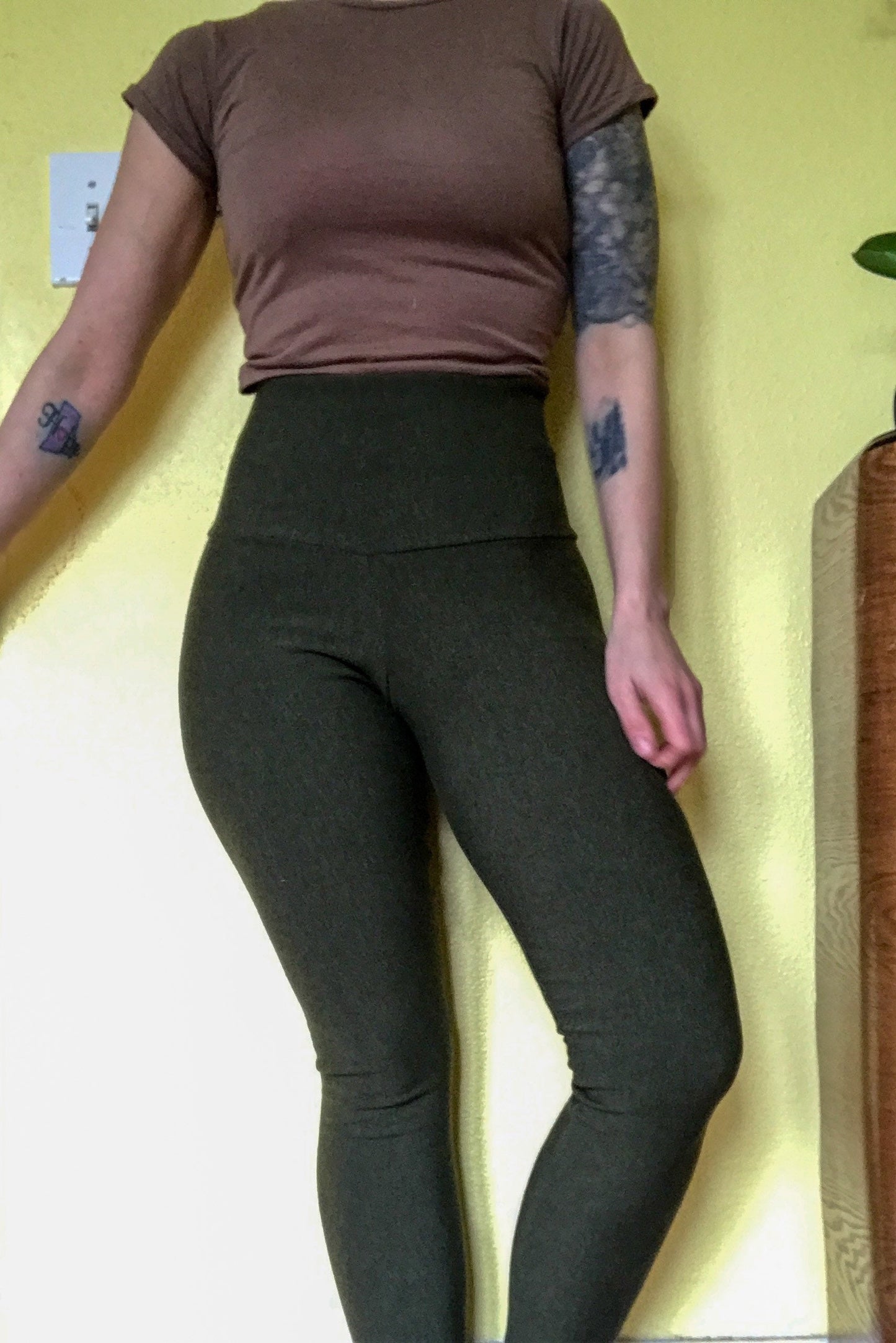 Ecofriendly High-Waisted Stretchy French Terry Bamboo Leggings with Pockets!