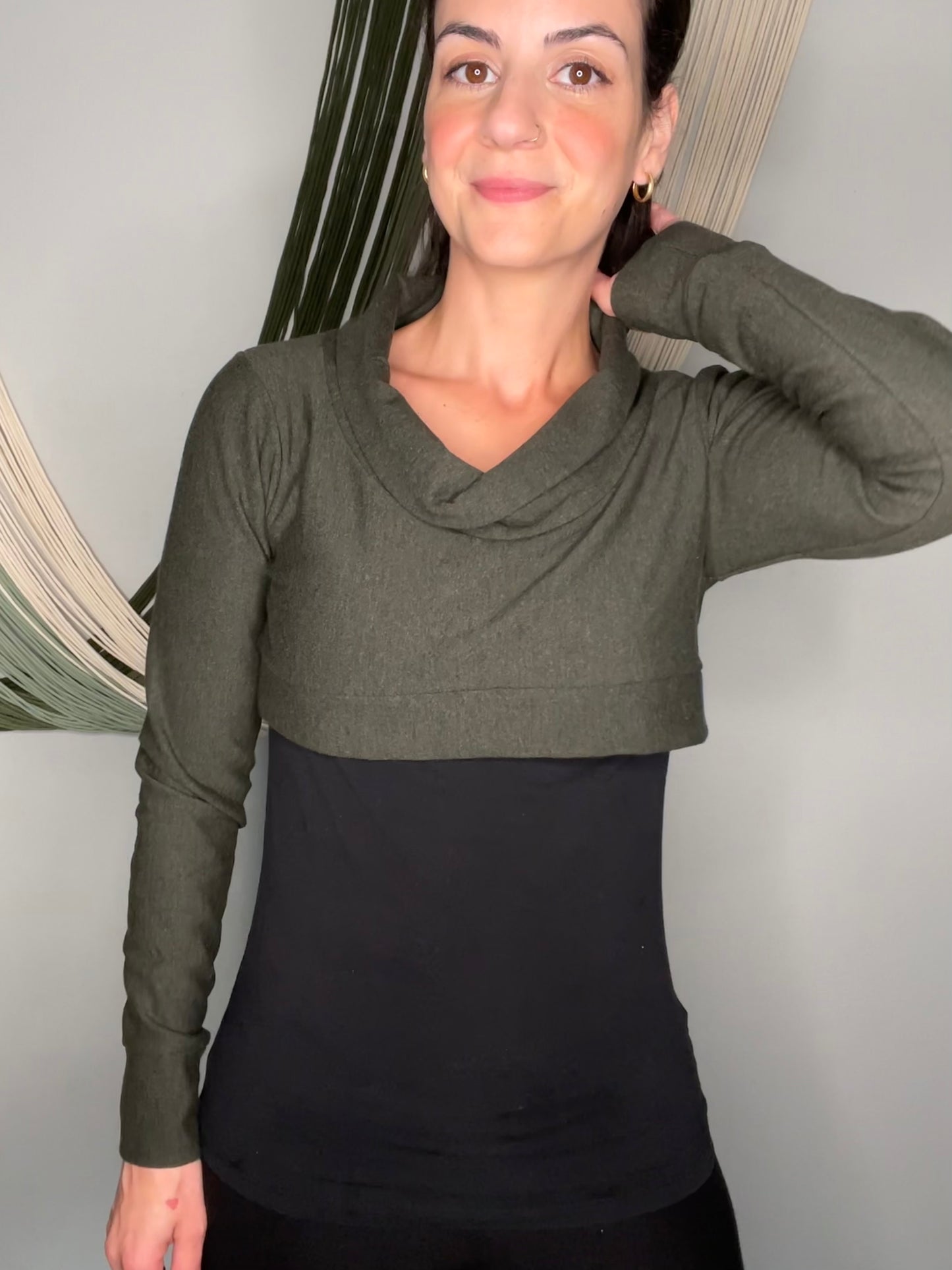 Bamboo Fleece Cowl Neck Shrug - Small-Medium