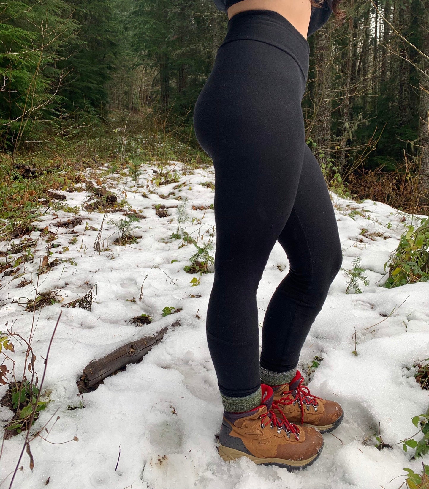 Handmade Ecofriendly High-Waisted Stretchy Fleece Bamboo Leggings with Pockets
