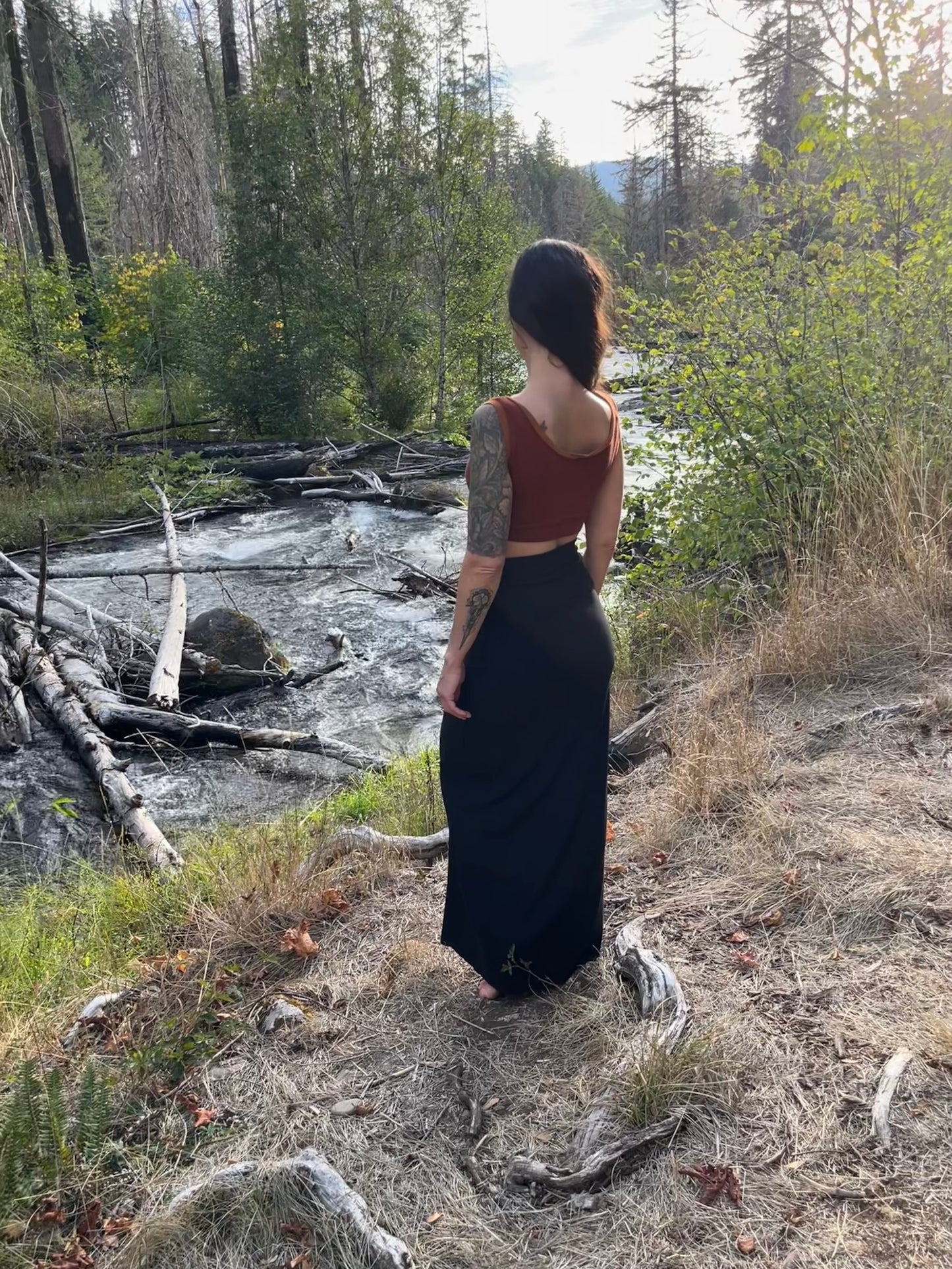 Ecofriendly Highwaisted French Terry Maxi Skirt