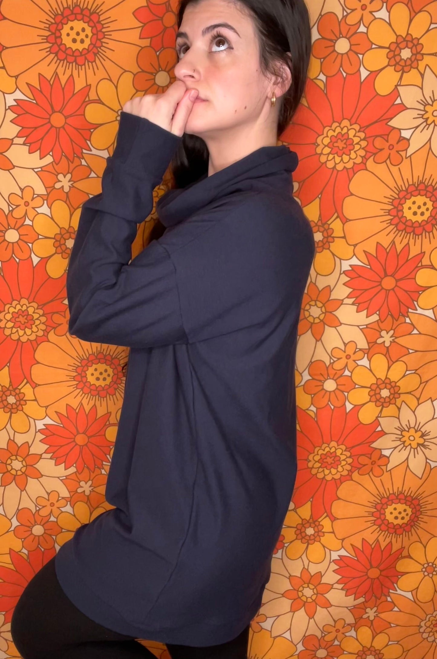 Eco Friendly Oversized Bamboo Fleece Cowl Neck Tunic