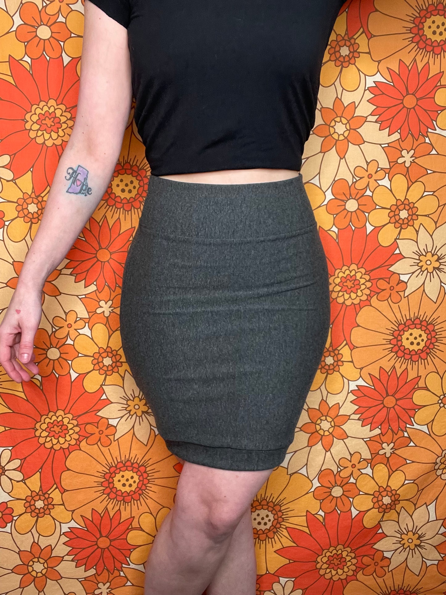 Handmade French Terry Dark Heather Skirt - Small