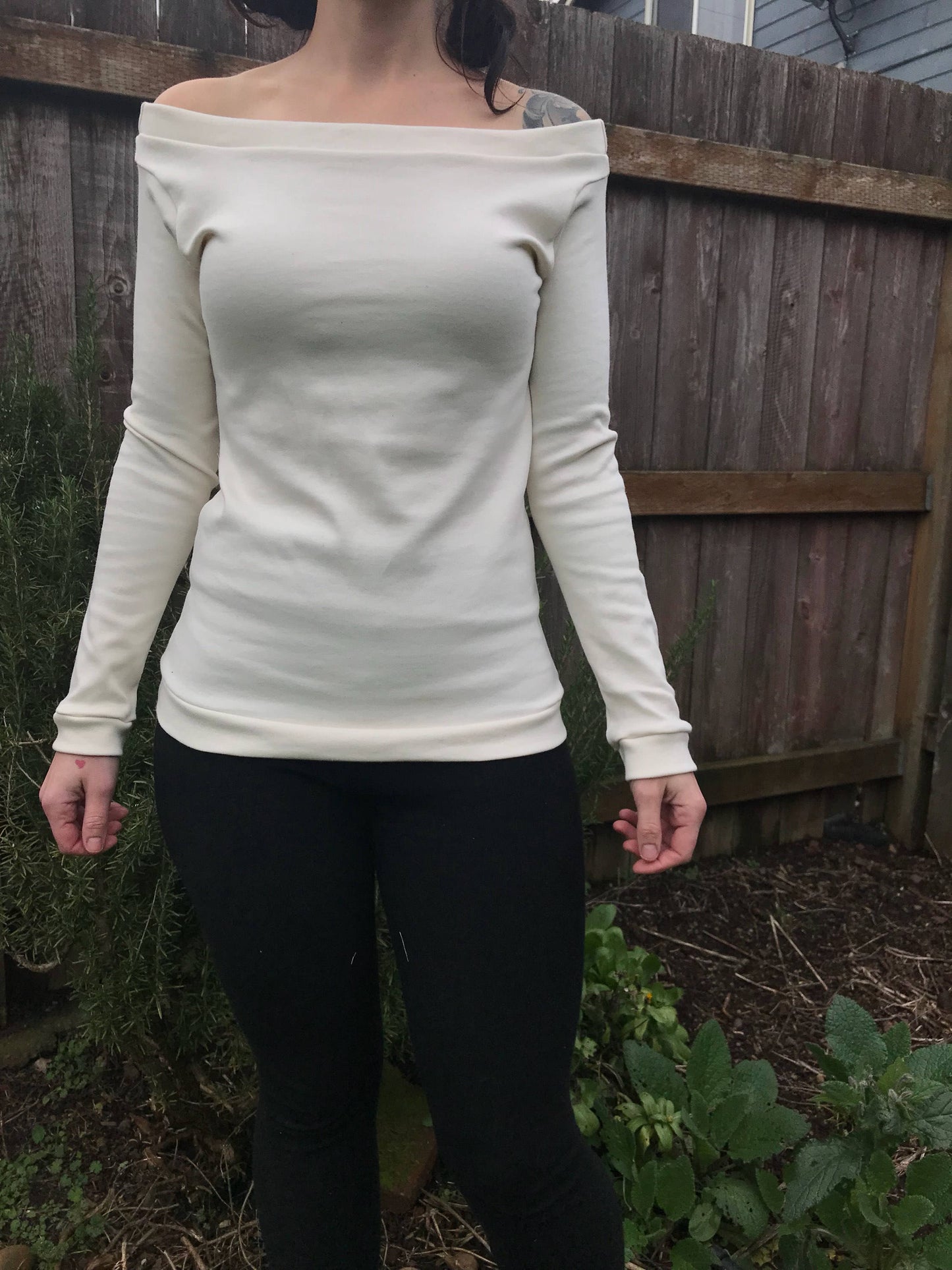 Organic Off-Shoulder Long Sleeved Shirt