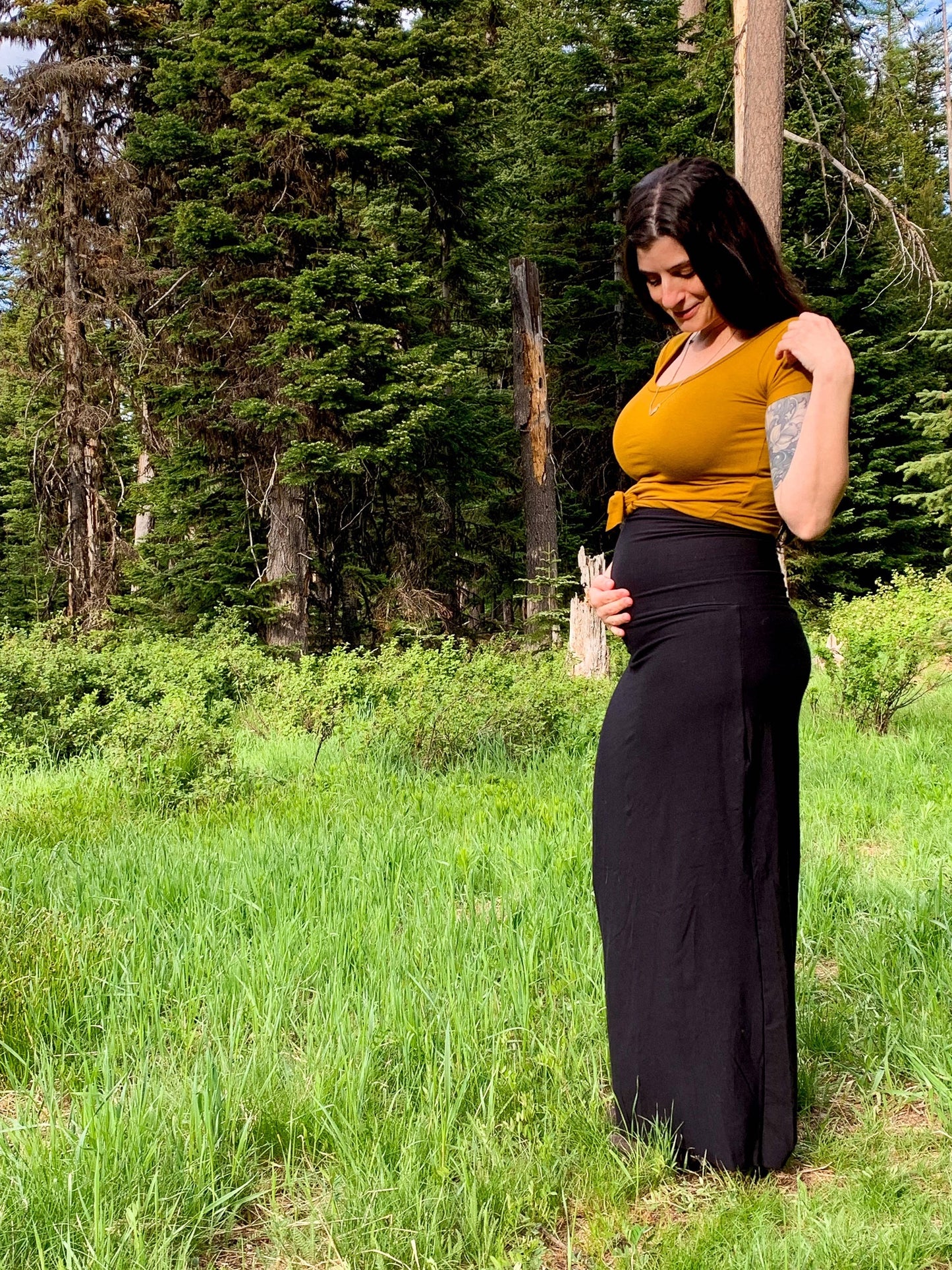 Ecofriendly Bamboo Highwaisted Maternity Maxi Skirt