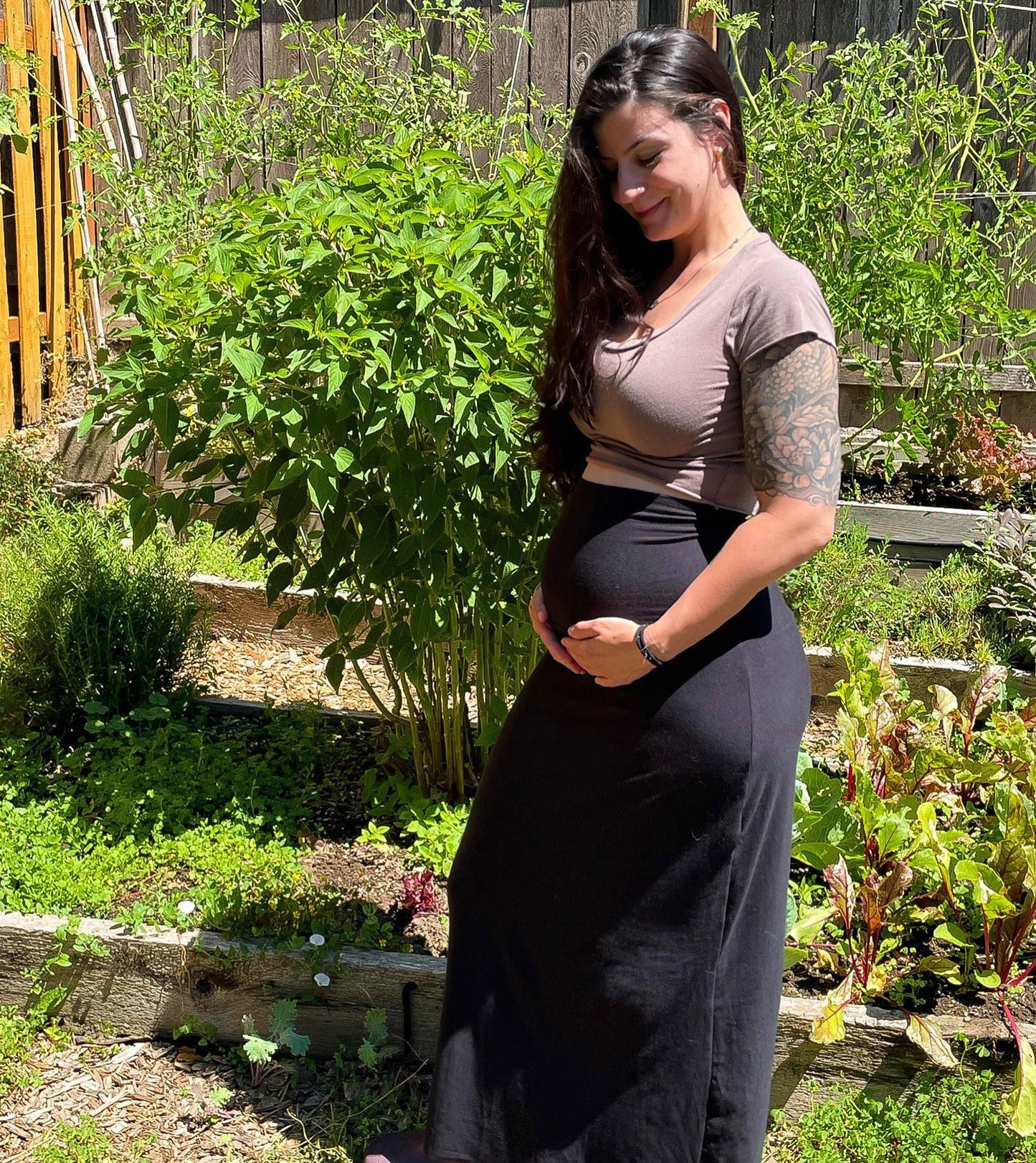 Ecofriendly Bamboo Highwaisted Maternity Maxi Skirt