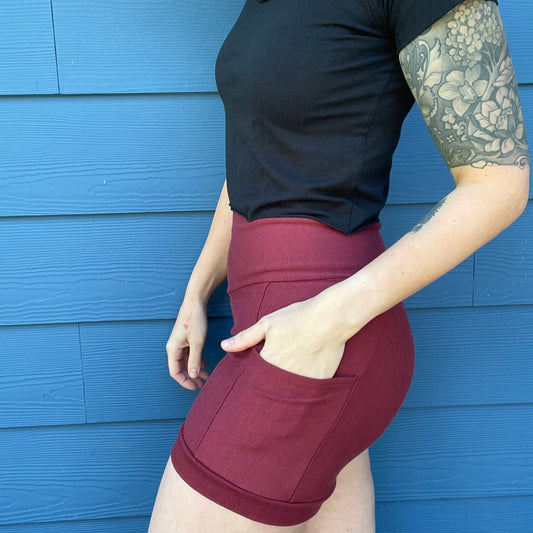 Maroon French Terry Shorts w/Pockets - Small