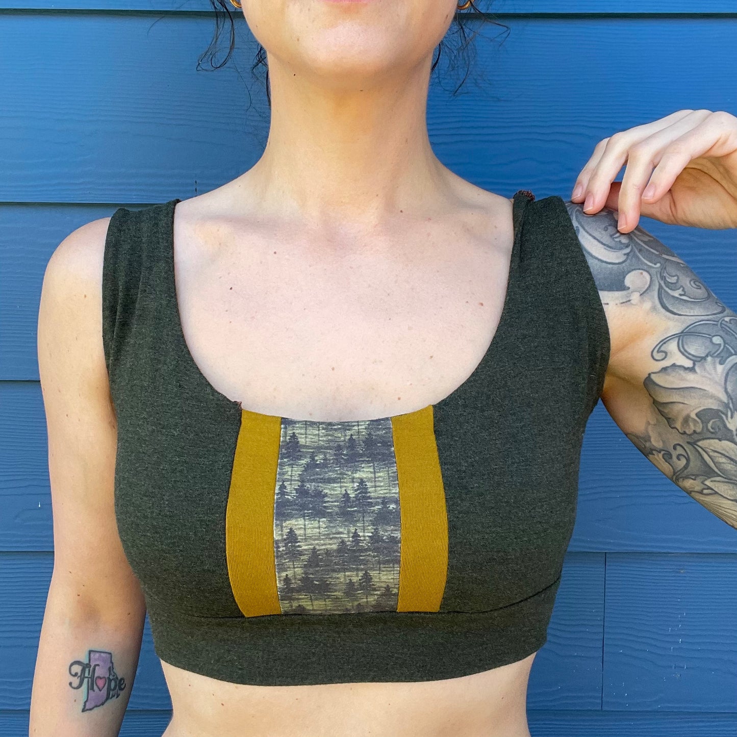 Forest Green Trees Crop Tank - Small